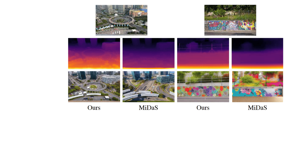 Fig. 5: Using predicted depth for depth+text condition ControlNet for image generation. Source + annotations by Sascha Kirch