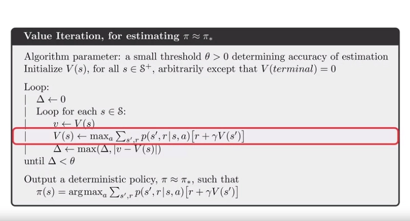 Value iteration code loop