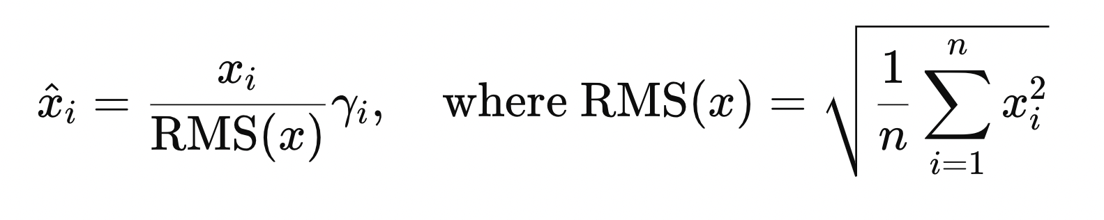 The formula for RMS Norm, the normalization technique used in Mistral 7B. Image by author.