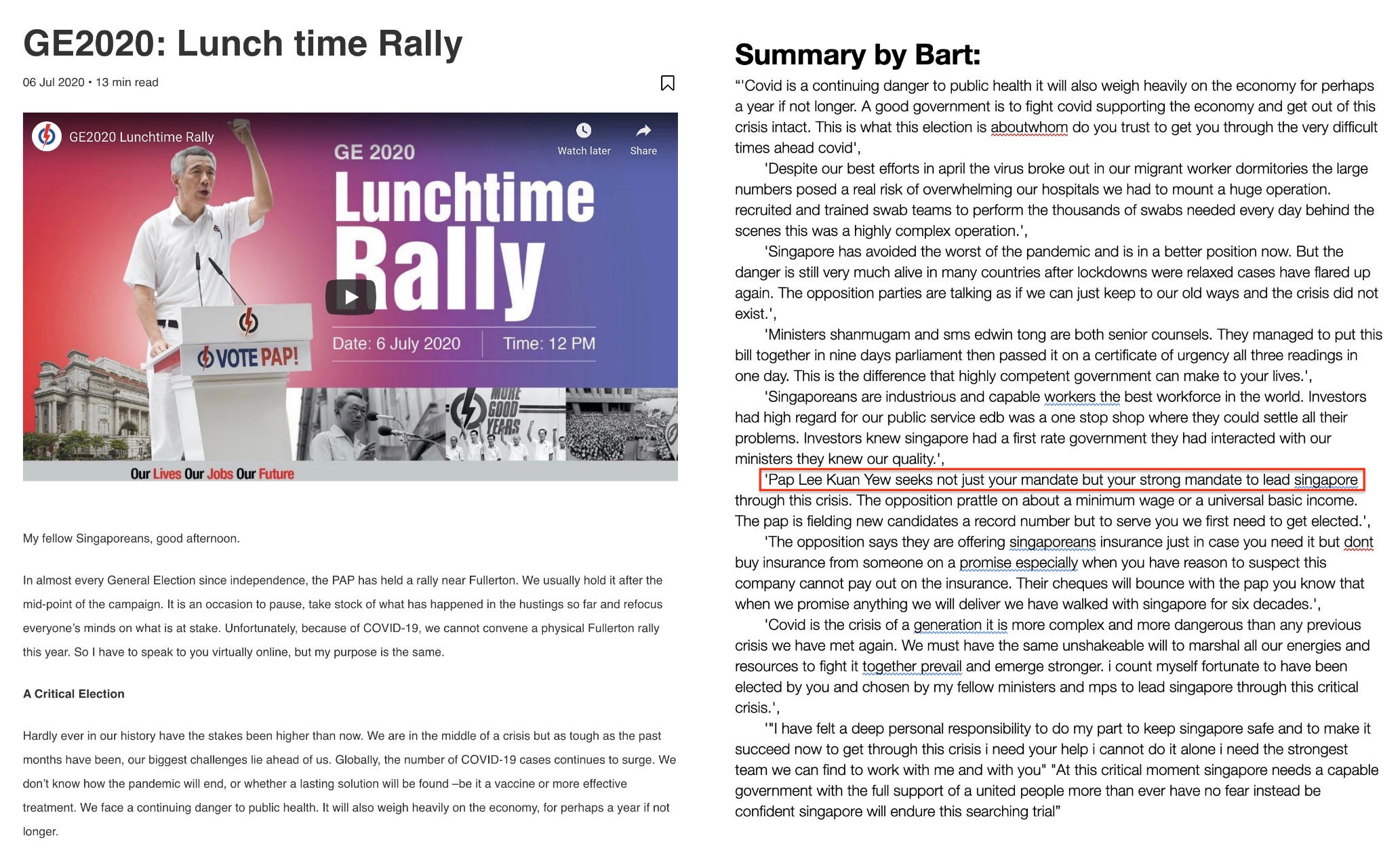 Image on left: Screen grab from Pap.org.sg. Download the CSV results file of the long-speech summarisation here.